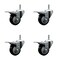 Service Caster 3'' Black Polyurethane Swivel 7/16'' Stem Caster Set with Total Lock Brake, 4PK SCC-GRTTL20S314-PPUB-BLK-716138-4 - alternate 1